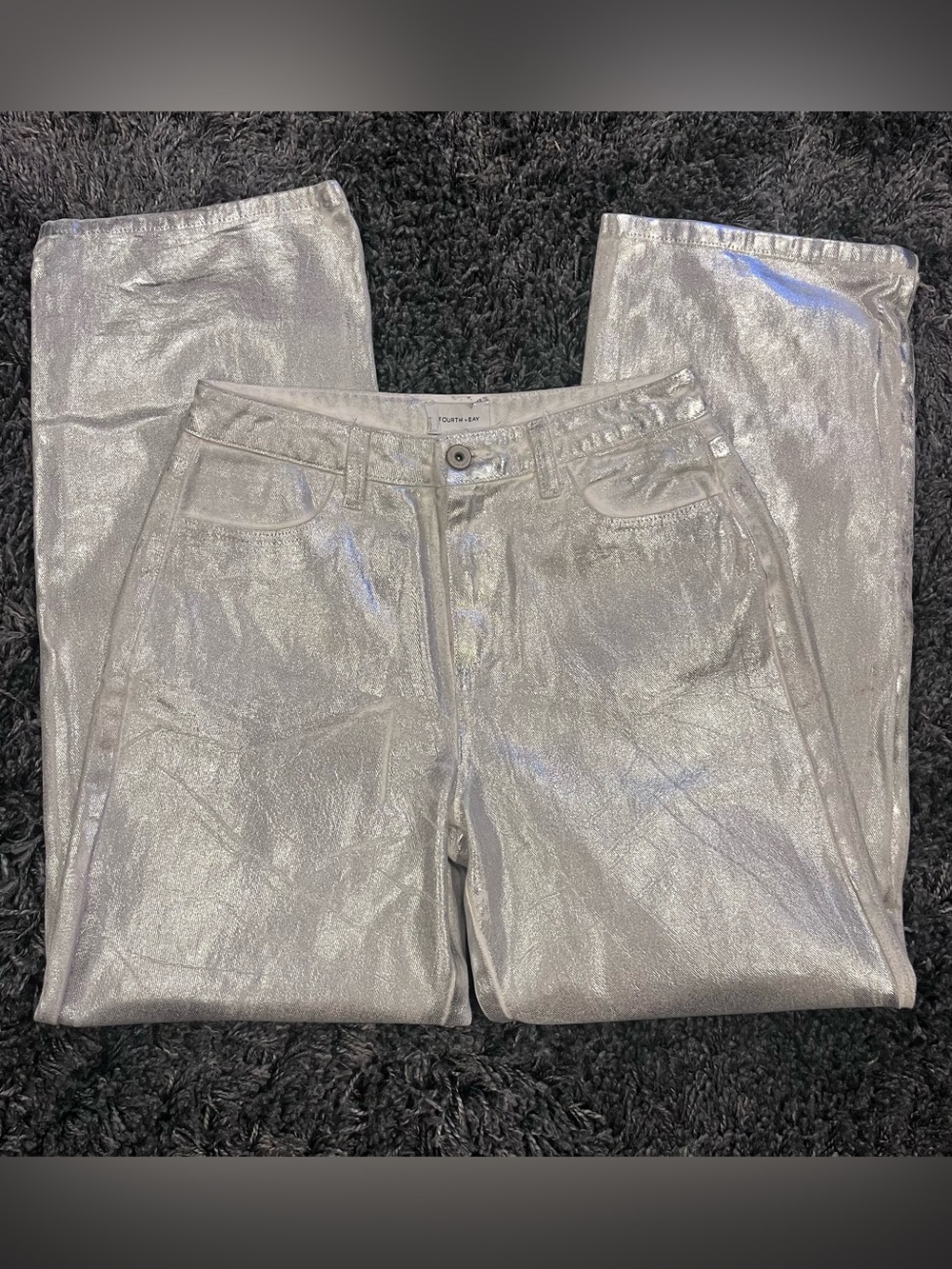 🌺FORTH + BAY SILVER PAINTED DENIM JEANS SIZE 8 NEW🌺